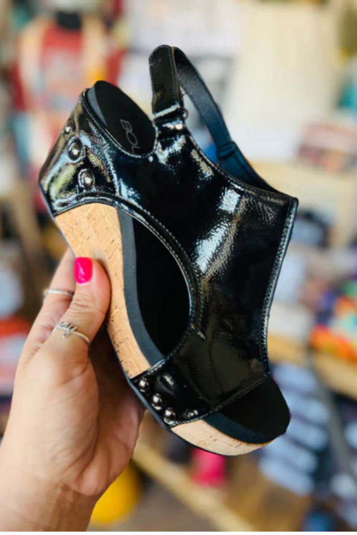 Carley Black Patent Wedge