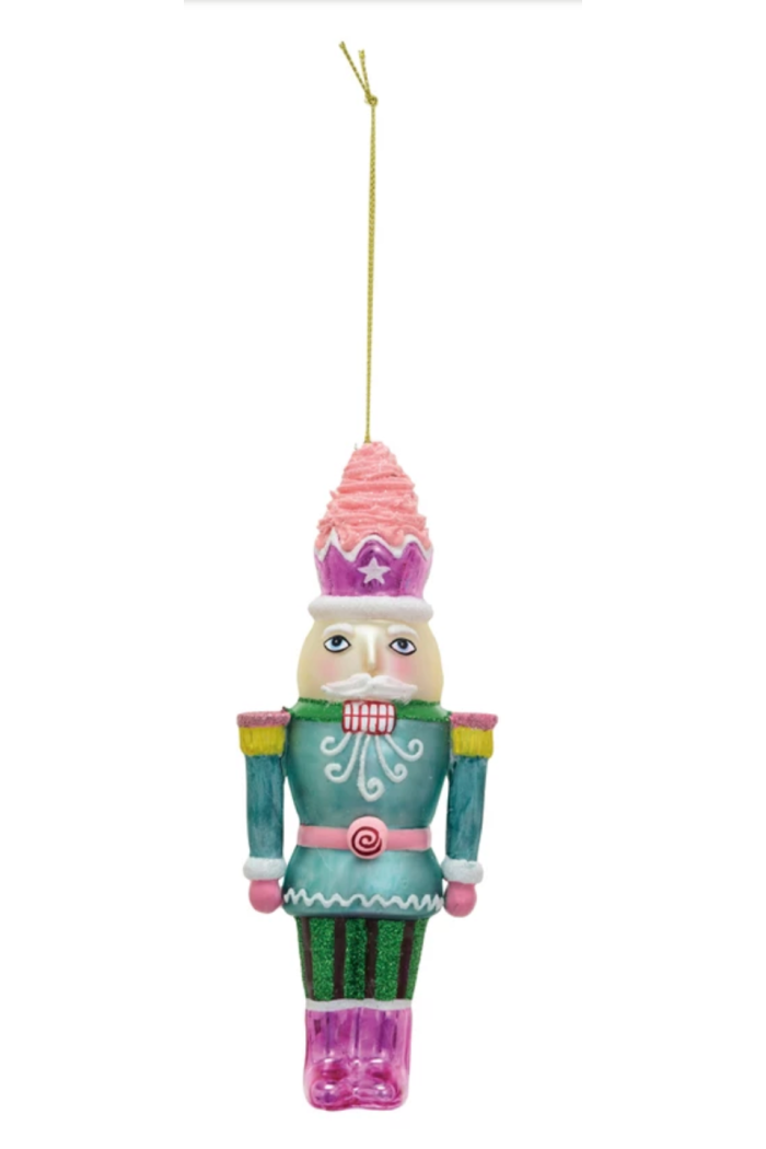 Glass Nutcracker Ornament w/ Glitter