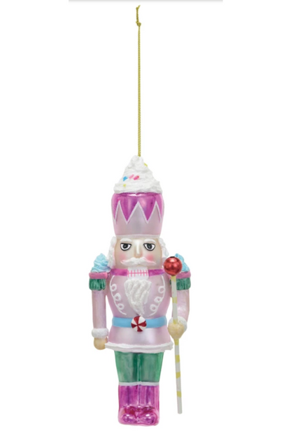 Glass Nutcracker Ornament w/ Glitter