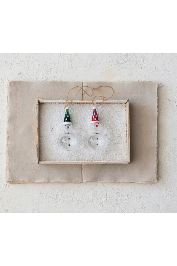 Handmade Glass Snowman Ornament
