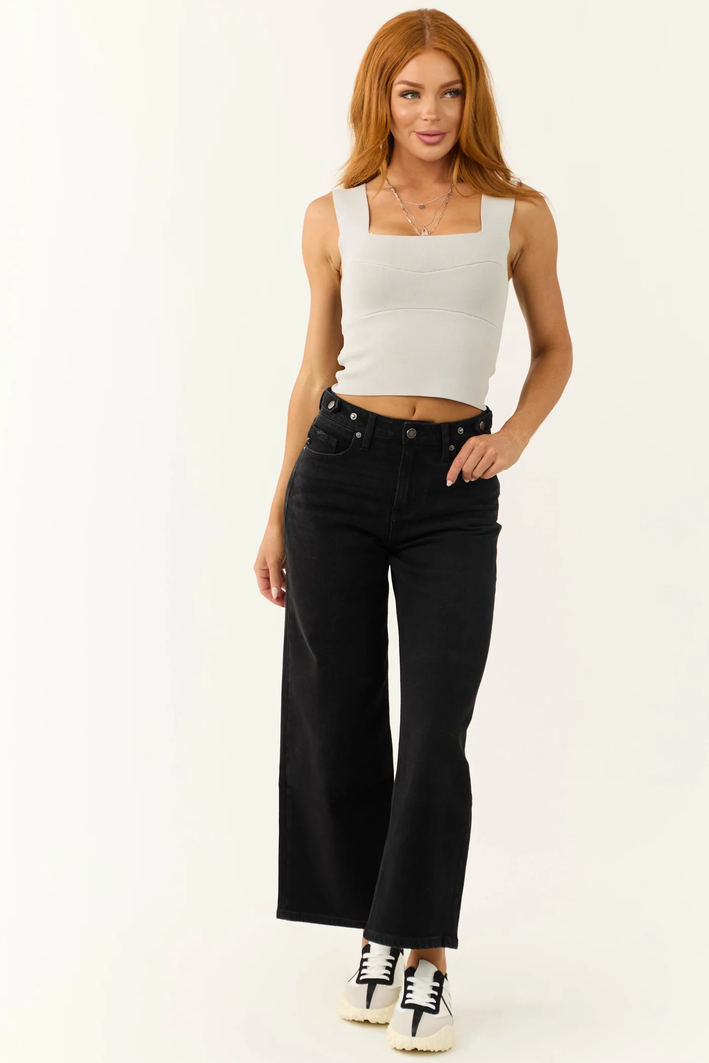 High Rise Wide Leg Cropped Jeans
