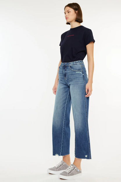 High Rise Cropped Wide Leg Jeans
