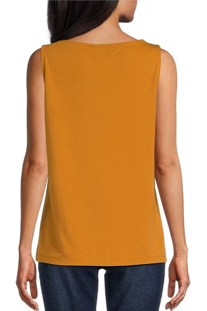 Knit Scoop Neck Side Vent Tank Top