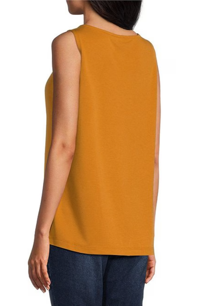 Knit Scoop Neck Side Vent Tank Top