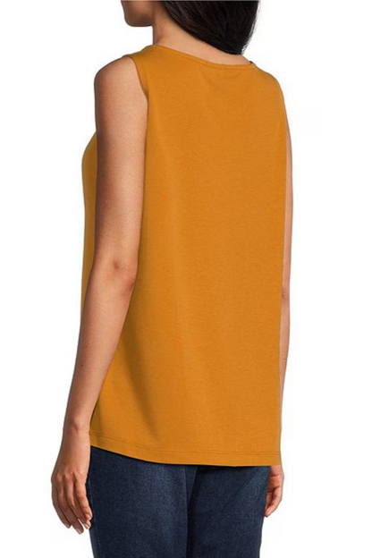 Knit Scoop Neck Side Vent Tank Top