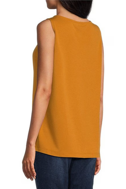 Knit Scoop Neck Side Vent Tank Top