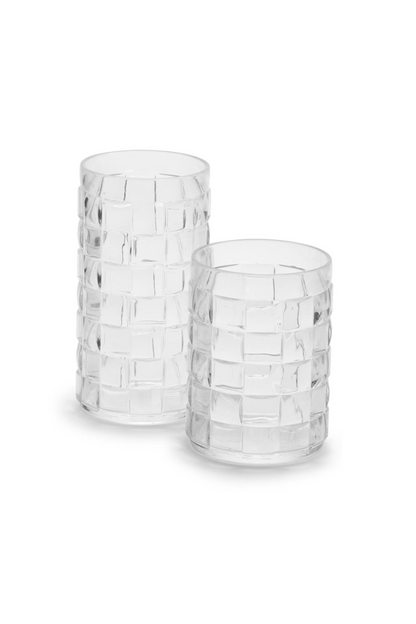 Cube  Drinking Glass  Double Old Fashion 13.5 oz S/4