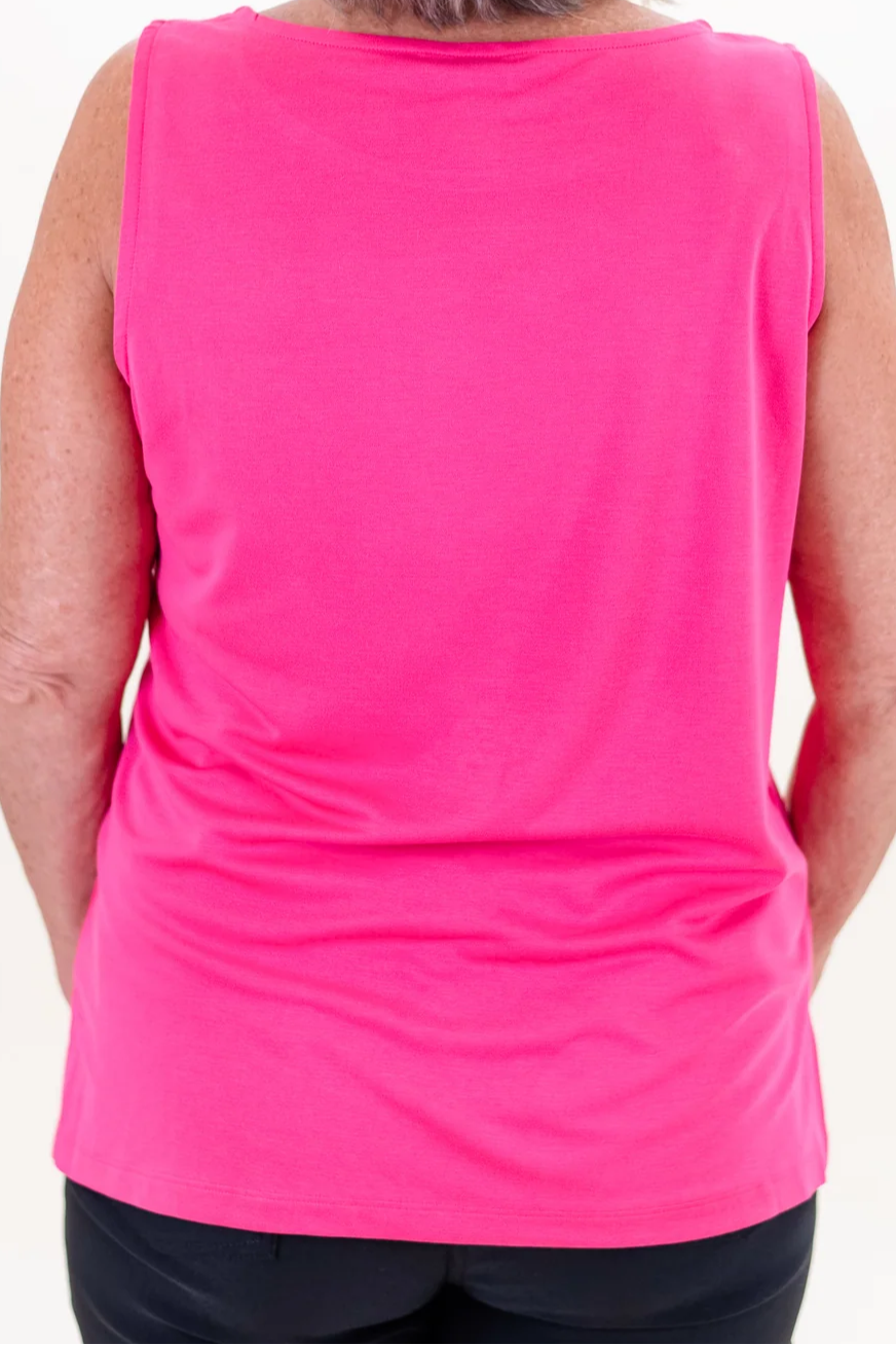 Knit Scoop Neck Side Vent Tank Top