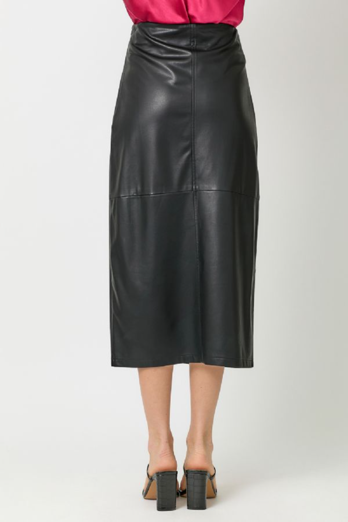 LEATHER MIDI SKIRT