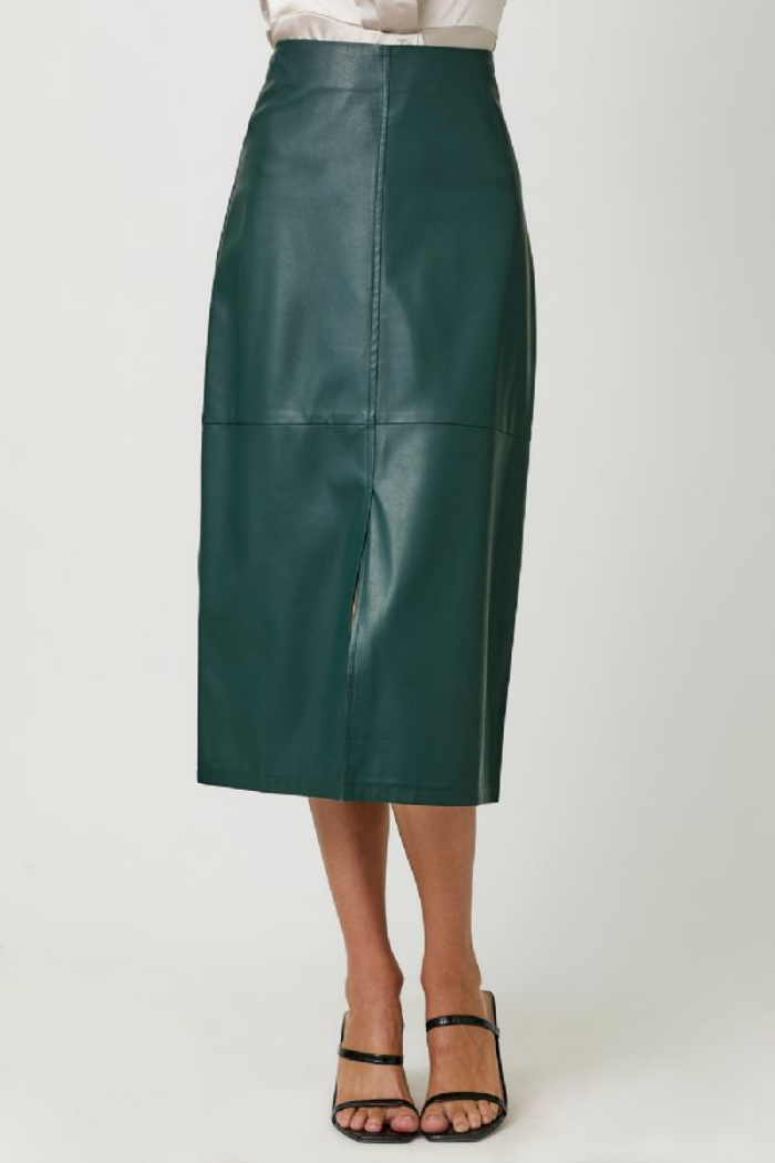 LEATHER MIDI SKIRT