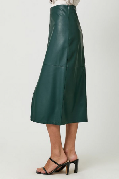 LEATHER MIDI SKIRT
