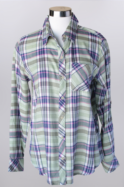 roll tab button front plaid Shirt