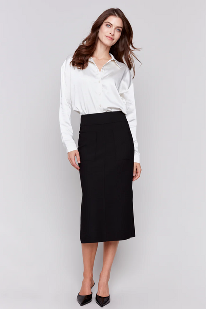 Gusty Crepe Skirt Front Patch Pocket