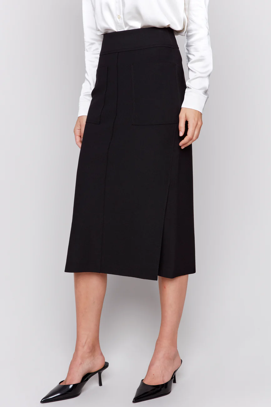 Gusty Crepe Skirt Front Patch Pocket