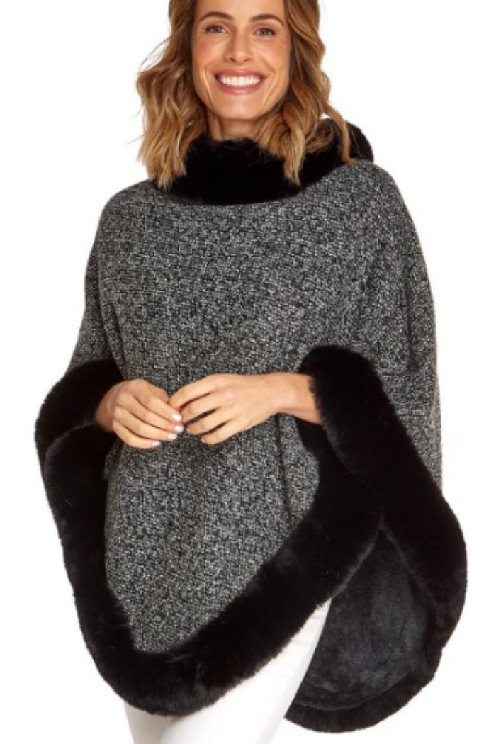 Ciao Bella Infinity Shawl with Fleece Lining and Black Fur Trim