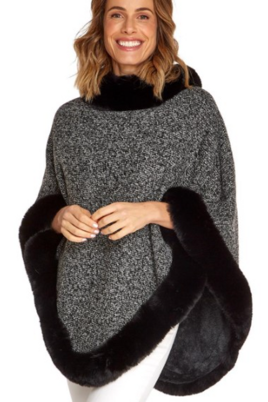Ciao Bella Infinity Shawl with Fleece Lining and Black Fur Trim