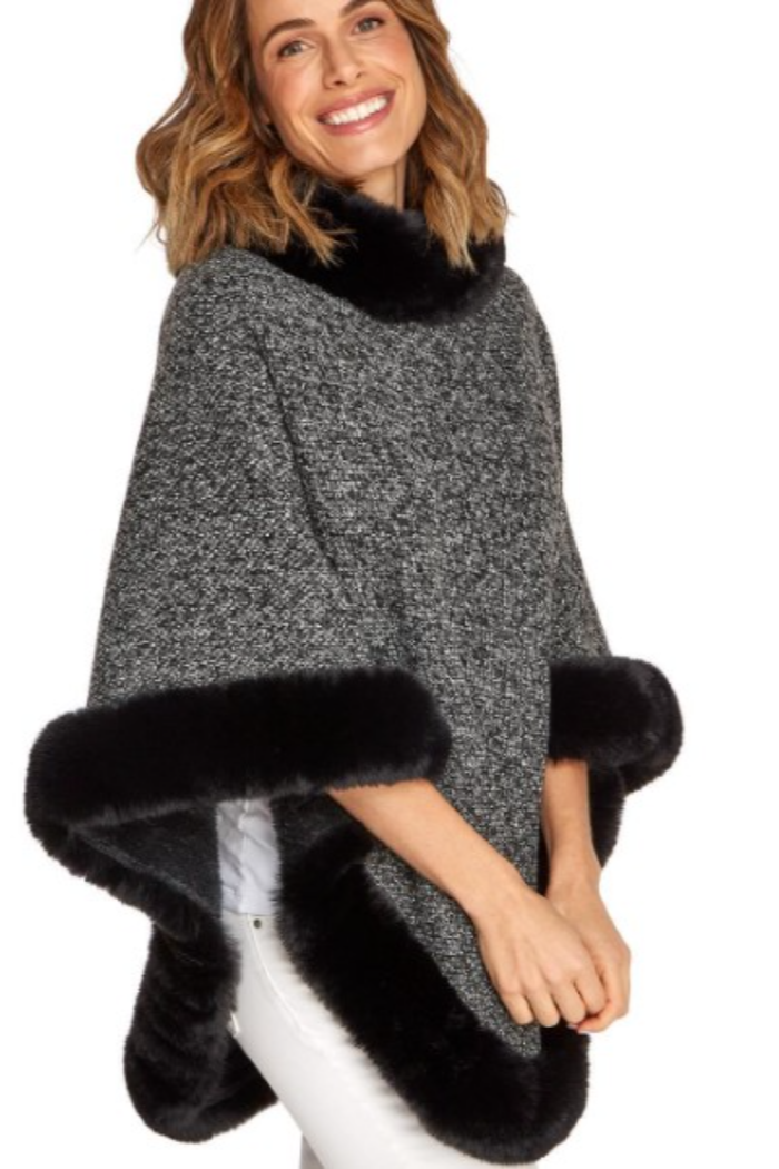 Ciao Bella Infinity Shawl with Fleece Lining and Black Fur Trim