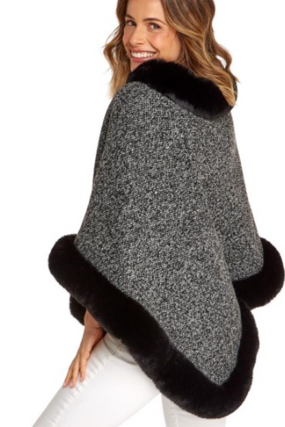 Ciao Bella Infinity Shawl with Fleece Lining and Black Fur Trim