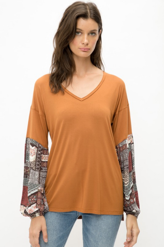 Printed Sleeve Top