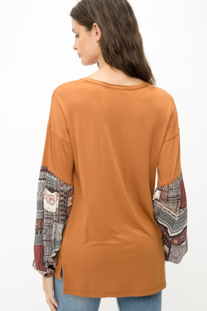 Printed Sleeve Top