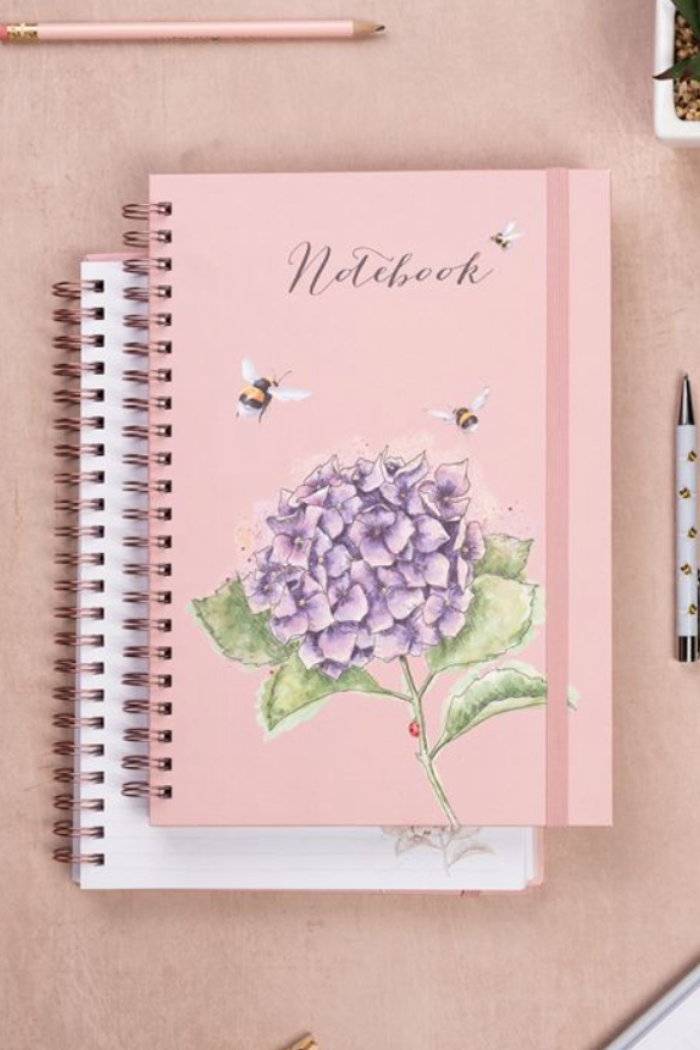 Hydrangea Bee Large Spiral Journal