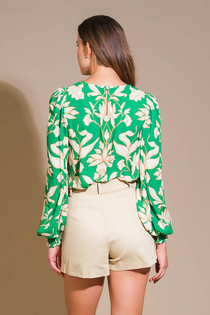 Floral Printed Woven Long Sleeve Top