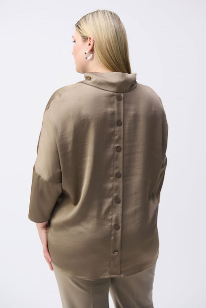 Satin Cowl Collar Top- Java