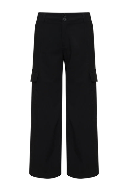 Rebel Wide Leg Standard Rise Crop Pant - Black