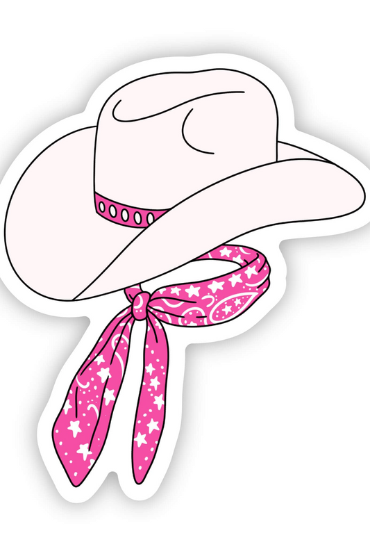 Cowgirl hat and scarf pink sticker