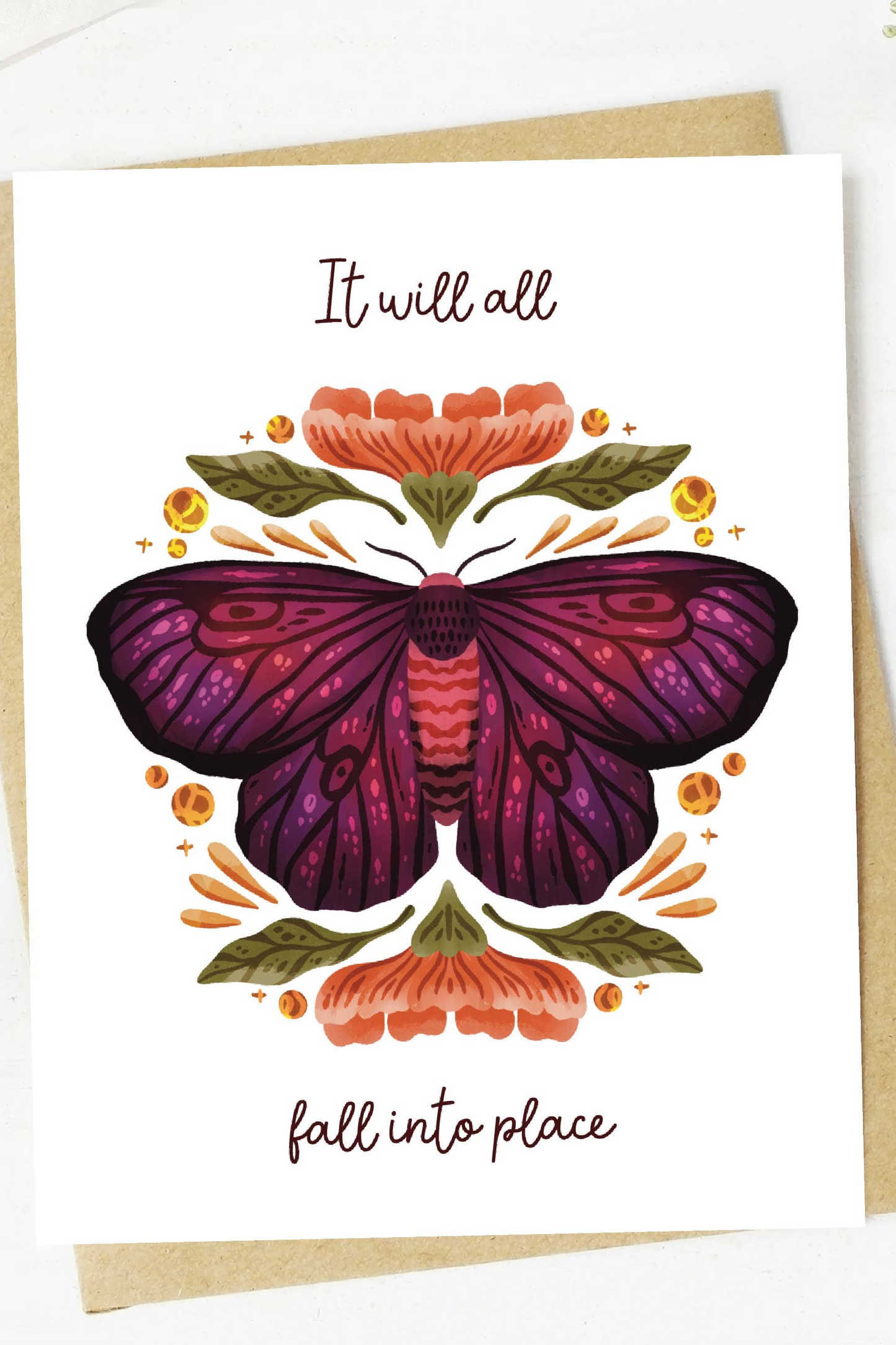 It Will All Fall Into Place Moth Card