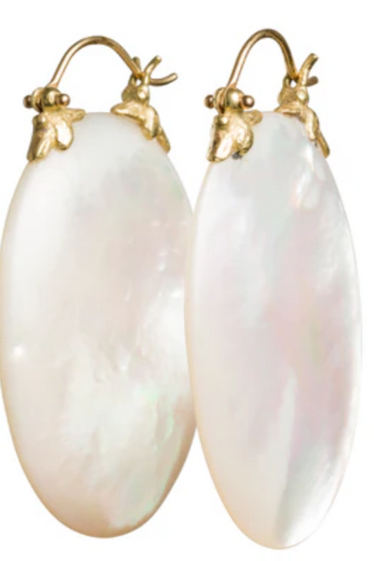 Mother-of-Pearl Oval Petal Cap Flyer Earrings