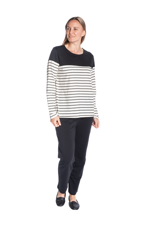 Long sleeve color block top
