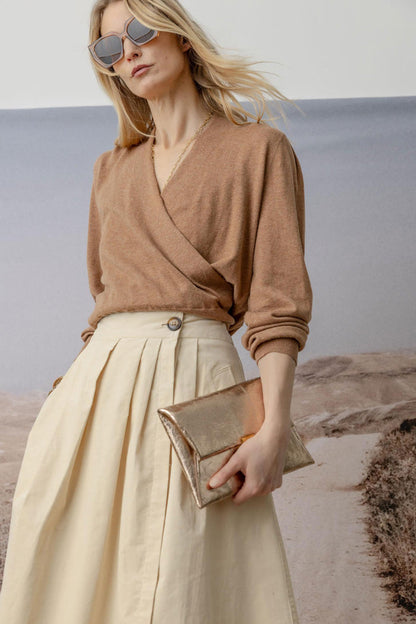 Long Sleeve Surplice Sweater
