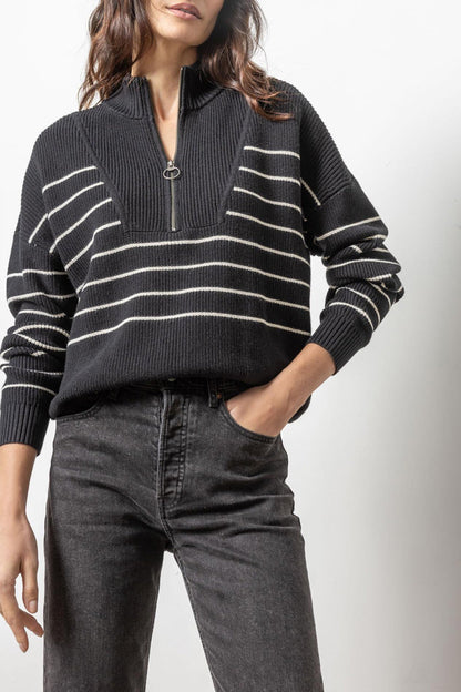 Striped Zip Front Sweater