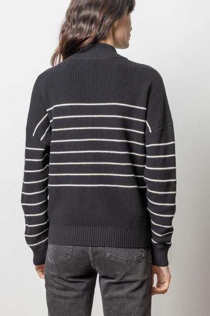 Striped Zip Front Sweater