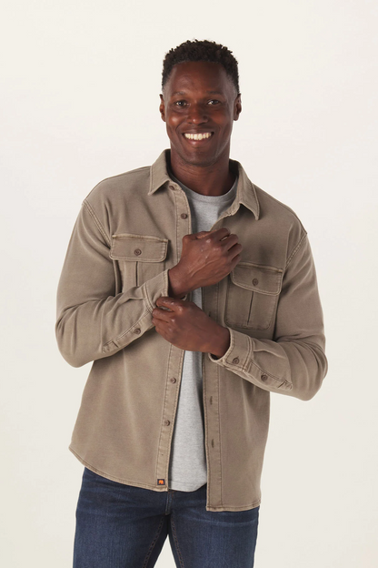 Comfort Terry Shirt Jacket - Taupe
