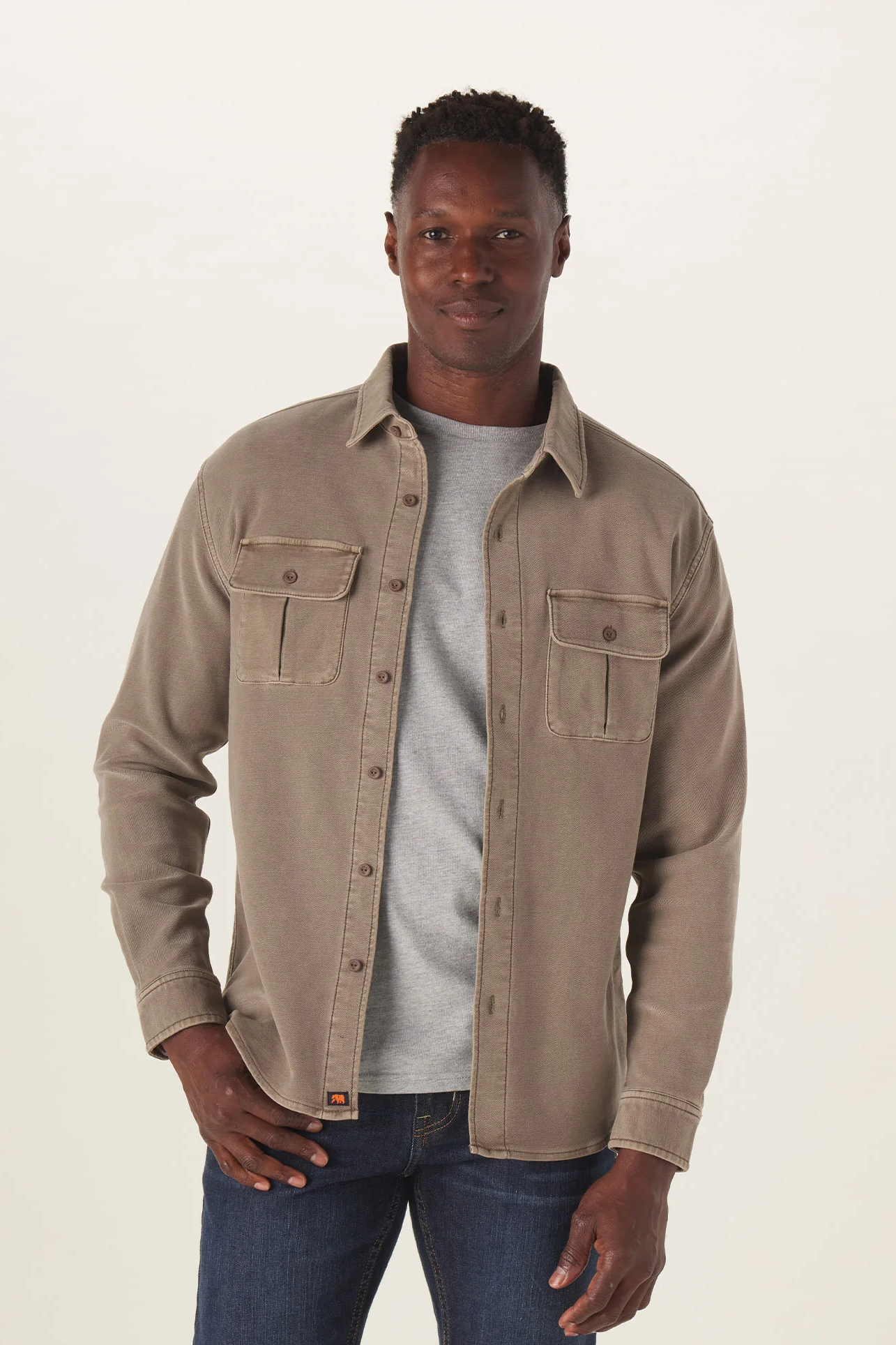 Comfort Terry Shirt Jacket - Taupe