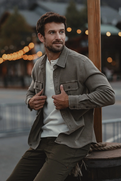 Comfort Terry Shirt Jacket - Taupe