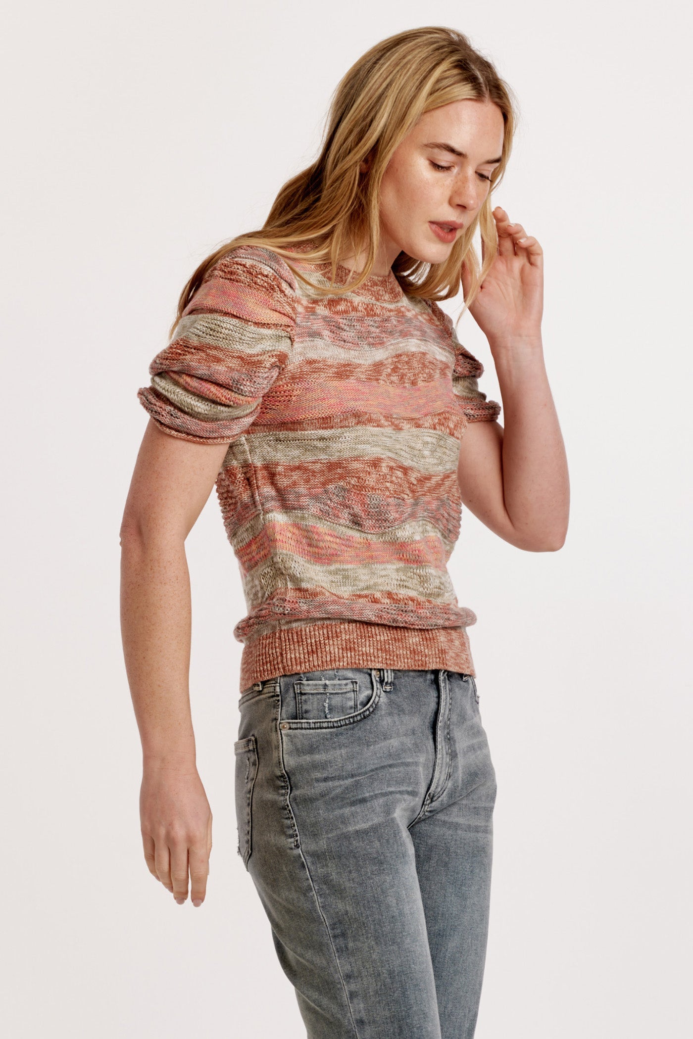 Nahla Puff Sleeve Sweater Terra Stripes