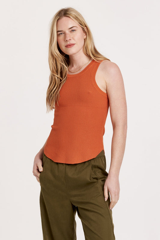 CORA SLEEVELESS RIB TANK PUMPKIN