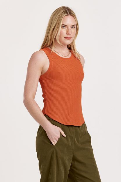 CORA SLEEVELESS RIB TANK PUMPKIN