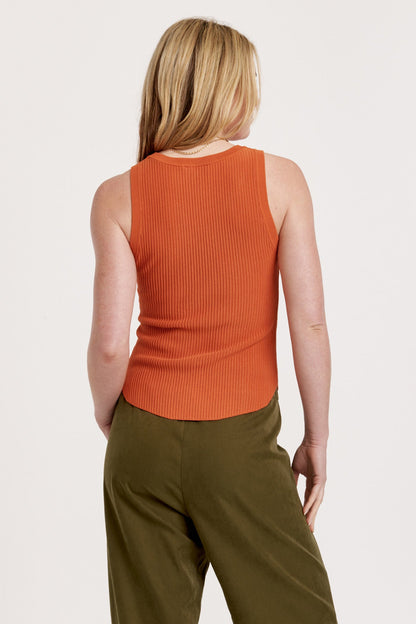 CORA SLEEVELESS RIB TANK PUMPKIN