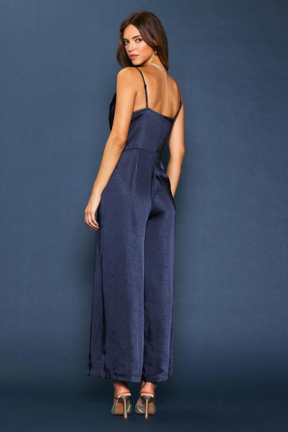 Cowl Neck Satin Cami Jumpsuit