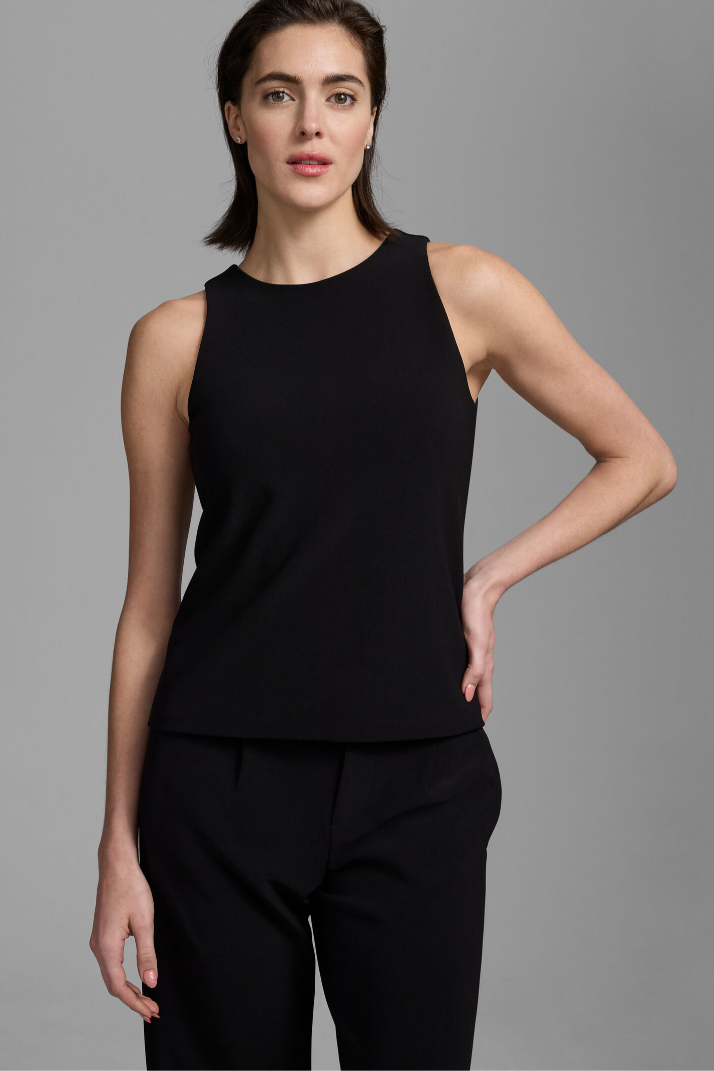 Knit Scuba High Neck Tank - Caviar