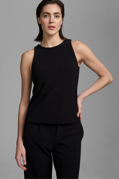 Knit Scuba High Neck Tank - Caviar