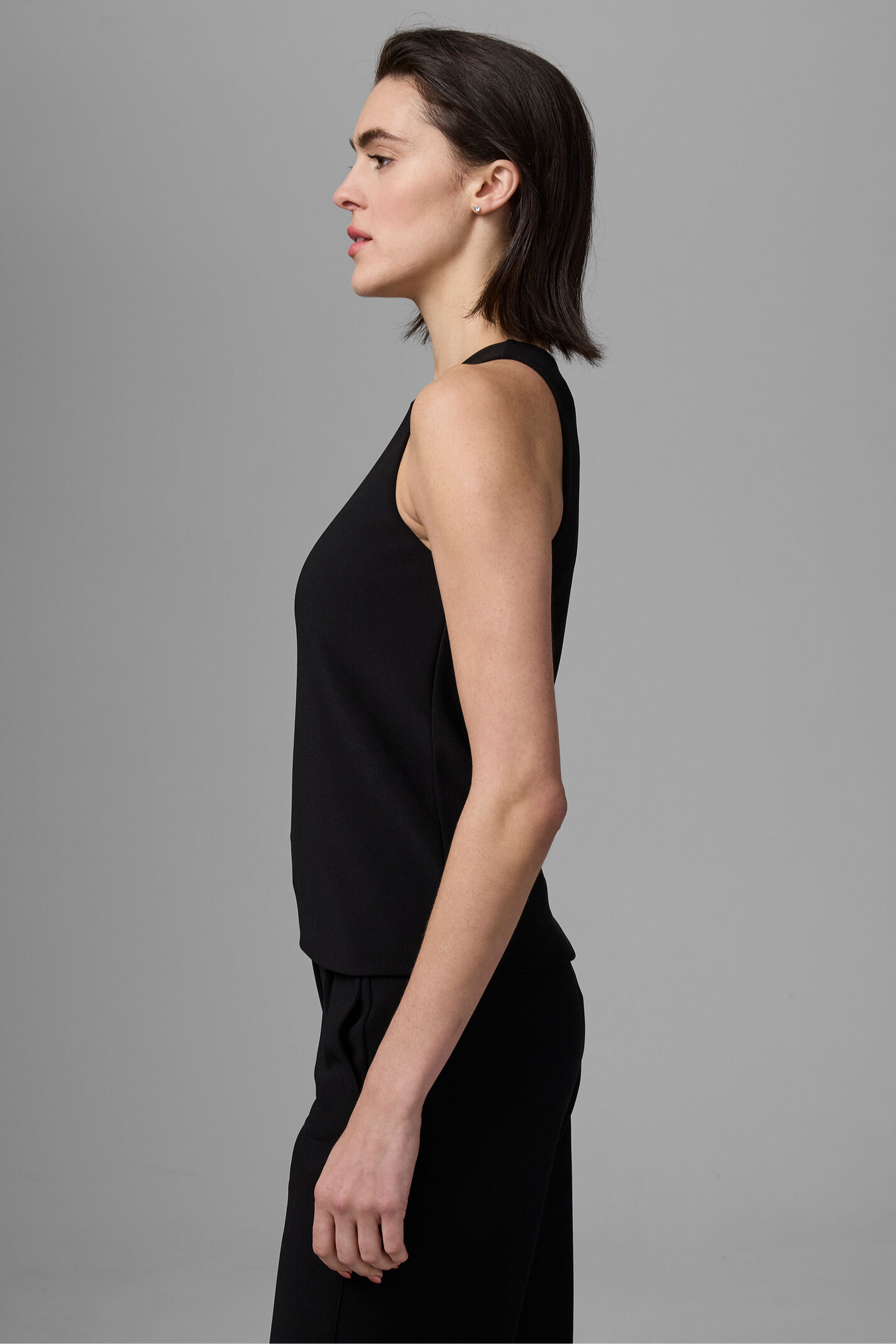 Knit Scuba High Neck Tank - Caviar