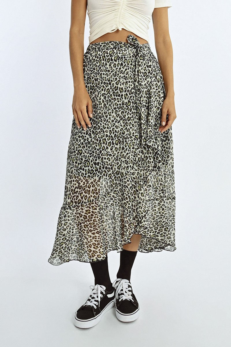 LEOPARD PRINT WRAP SKIRT
