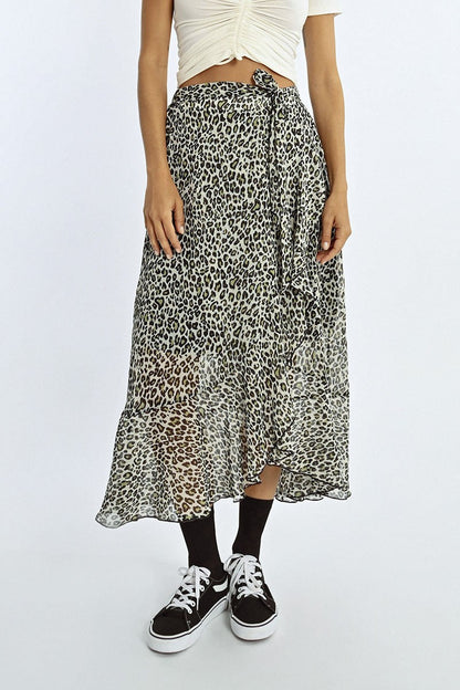 LEOPARD PRINT WRAP SKIRT