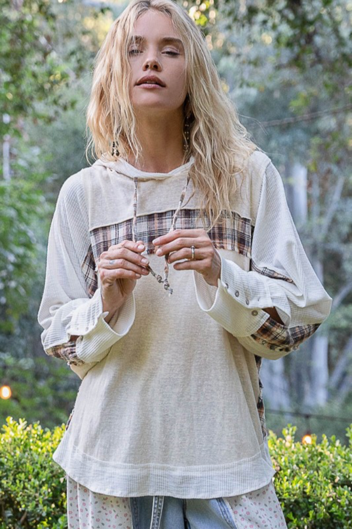 Plaid Hooded Top
