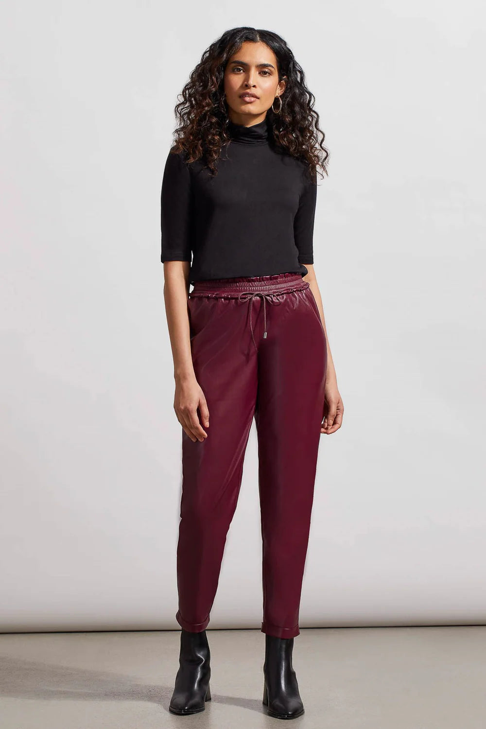 French Terry Elbow Sleeve Top-Black